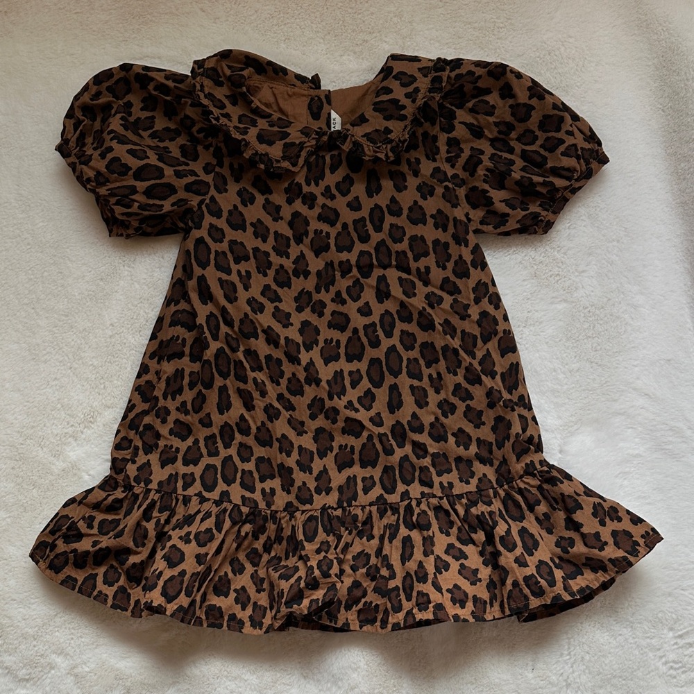 Janie and Jack Leopard Print Puff Sleeve Dress